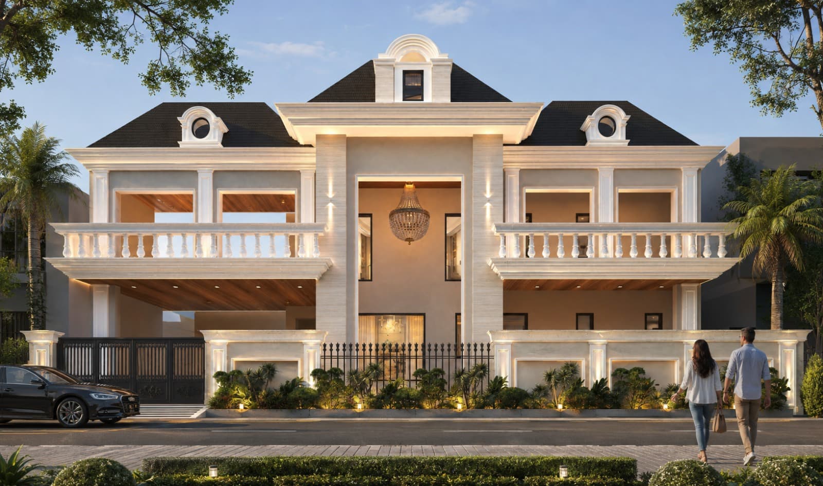 70′ × 65′ Classical Front Elevation — Punjab